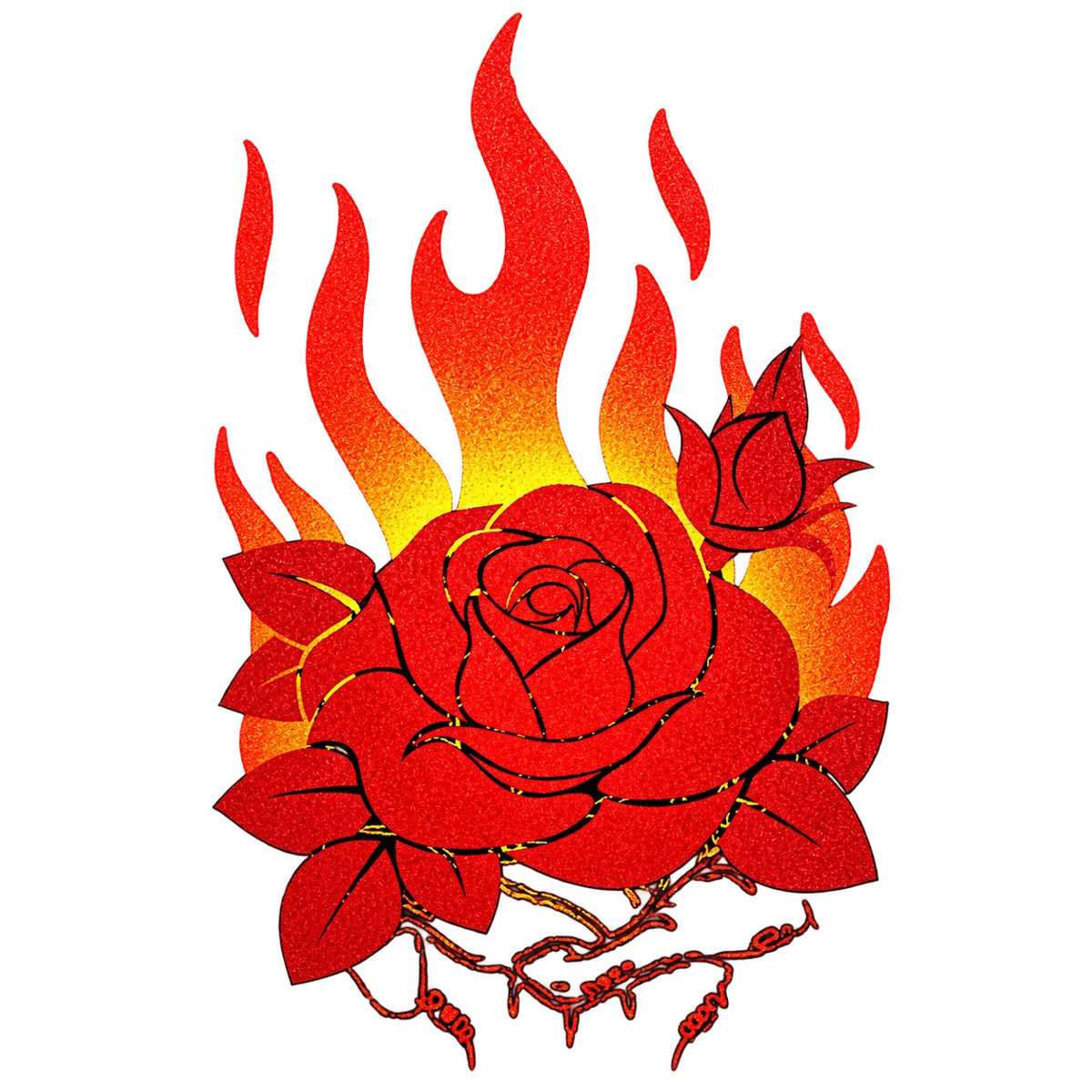 ABIB's red rose in flames emblem