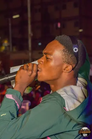Hood Party event photograph showing a performer or guest at the event